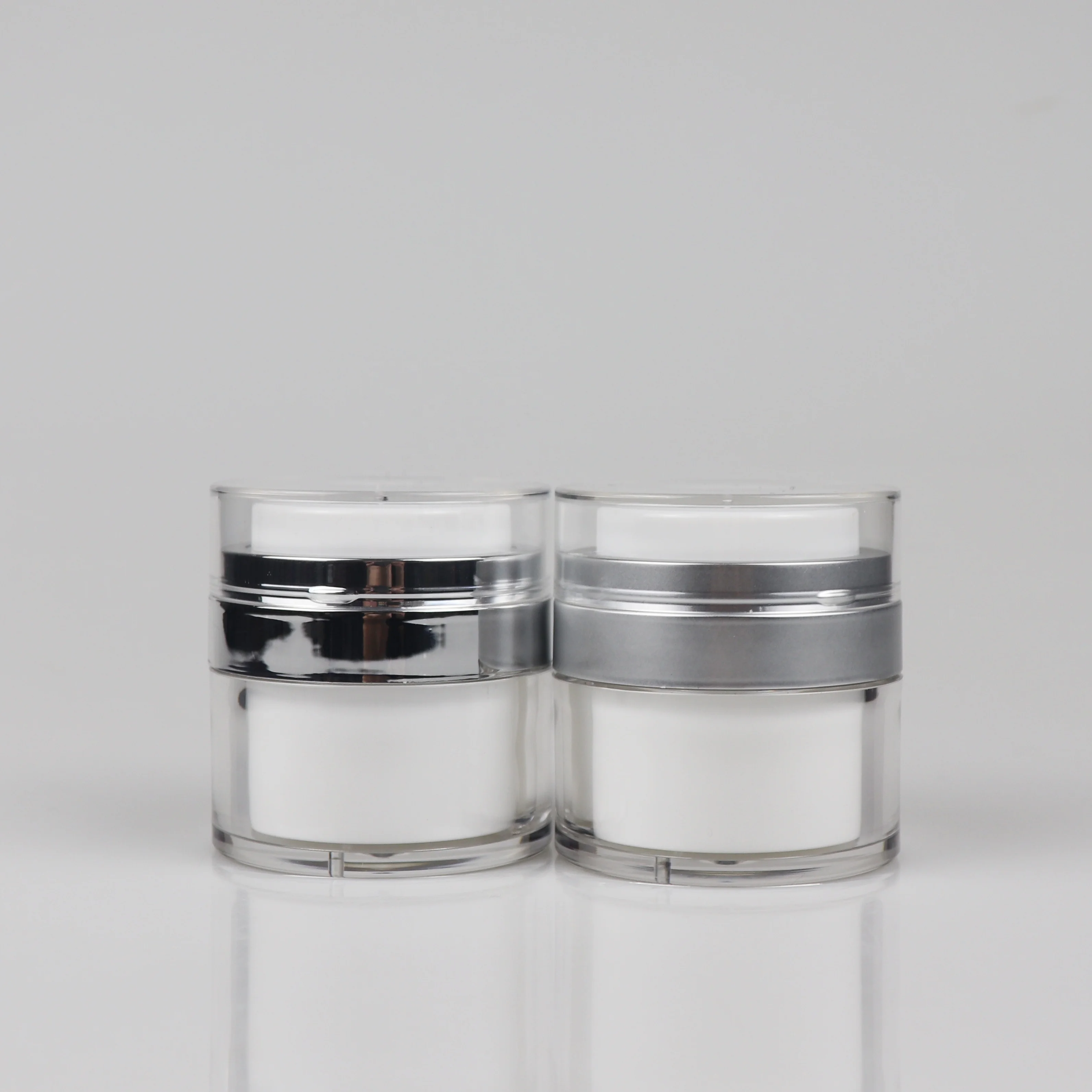 30g white matte or brushed silver lids airless cream jar