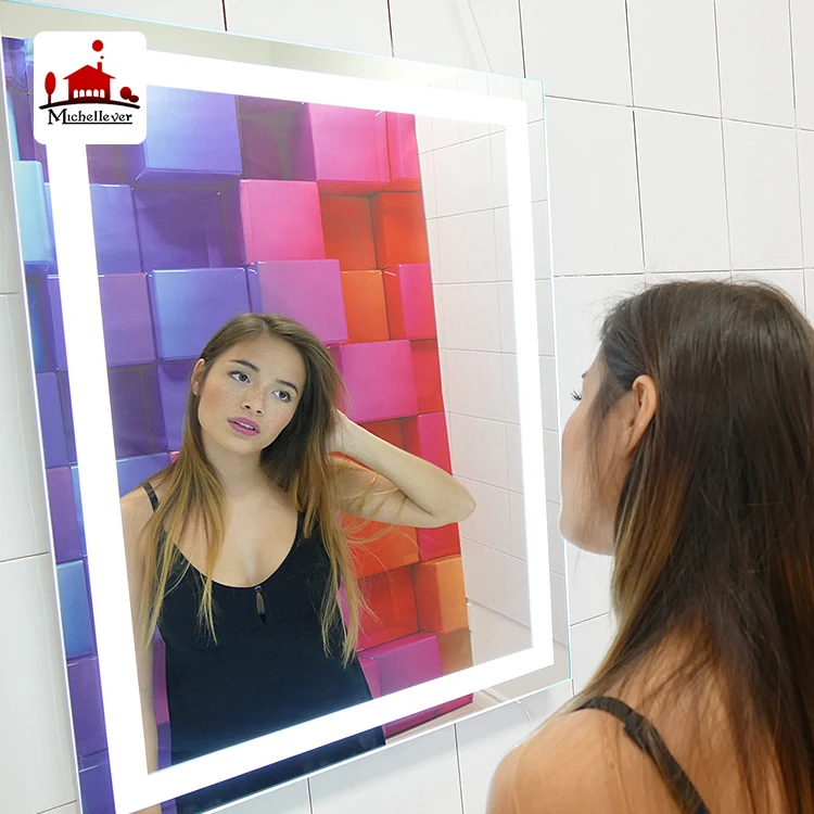 
america style affordable 4 sided led modern square wall mirror 2835K high quality wall mirror with led lighting 