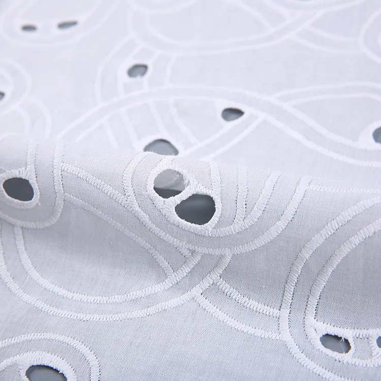 New arrivals combed eyelet voile white cotton embroidery fabric with hole