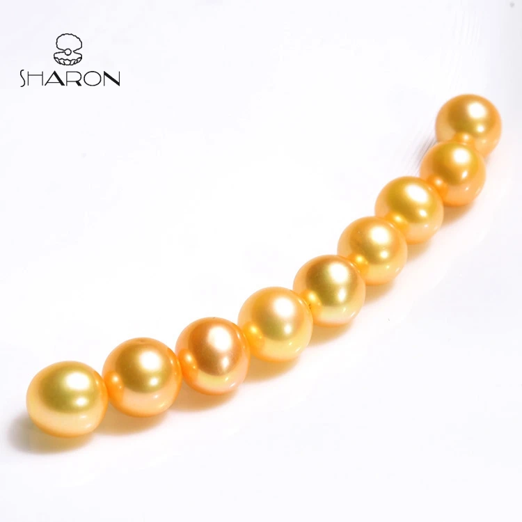 Оптовая продажа, высокое качество, 7-8 мм, круглые бусины для изготовления ювелирных изделий из пресноводного золота Южной моря, без отверстий