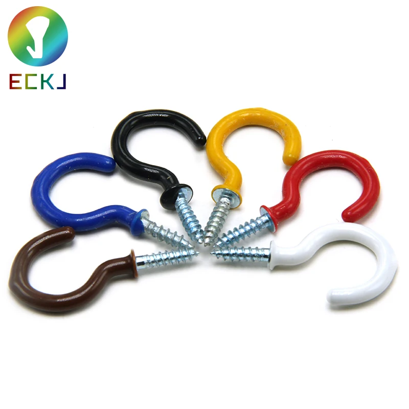 
ECKJ Six Color Coated Soft Plastic IRon hook Screw and Various models Cup Hooks 