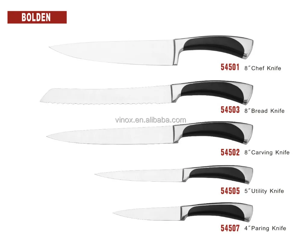 Amazon wholesale 6pcs refined kitchen knife set with knife block