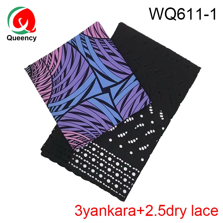 HF combination Ankara fabric Design sewing quilting plain dry lace skirt and pink fabric pattern