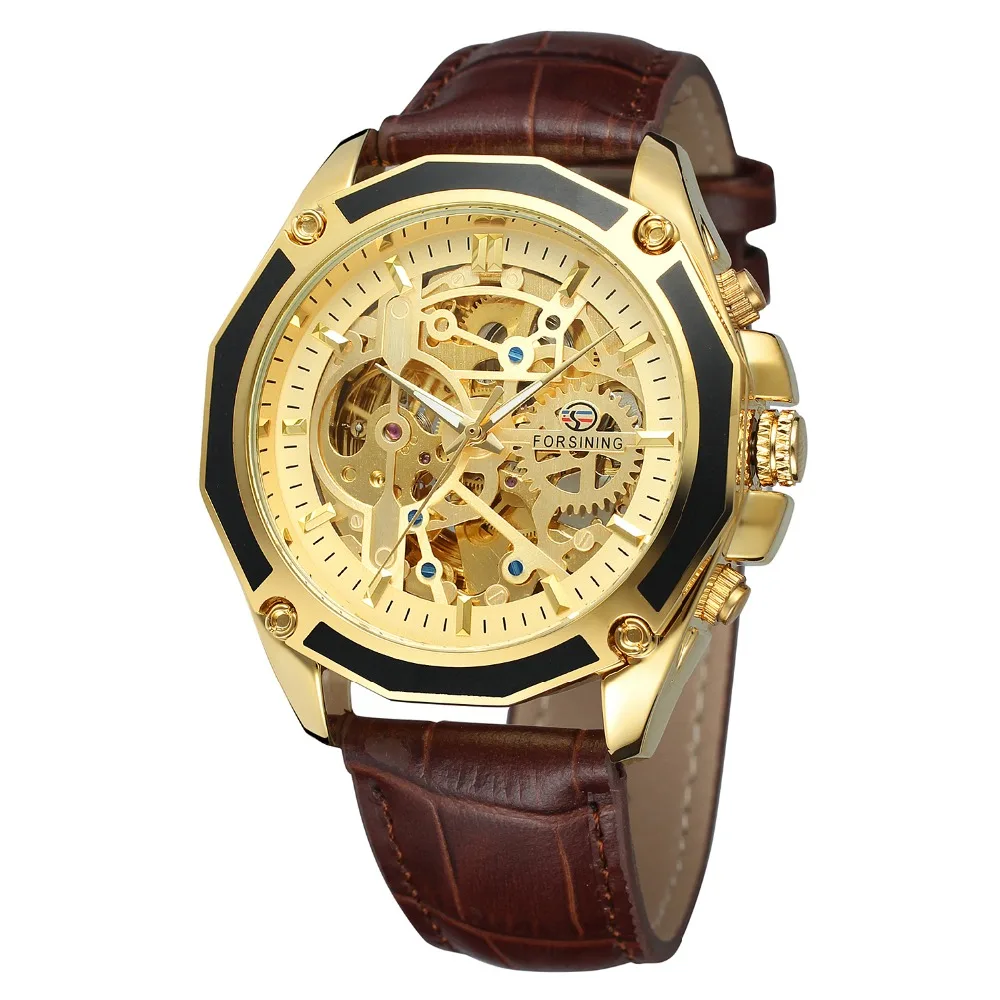 Top 10 Wrist Watch Brands Forsining Saat Mens Gold Reloj Automatic Mechanical Clock Band Your Own Luxury Auto Skeleton Watches