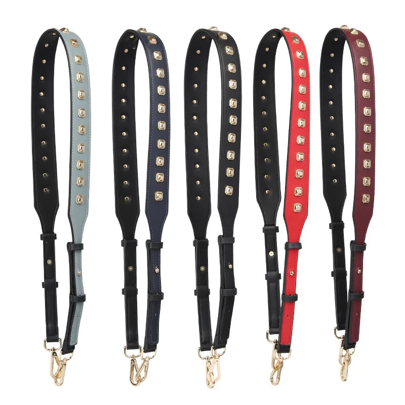 2020 new fashion rivet pu bag strap adjustable shoulder bag strap