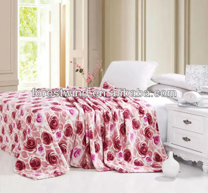 
flower pattern printed blanket with 100% coral fleece material 