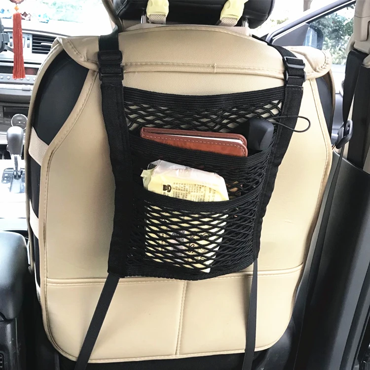 
3-Layer Car Mesh Organizer Seat Back Net Bag Barrier of Backseat Pet Kids 