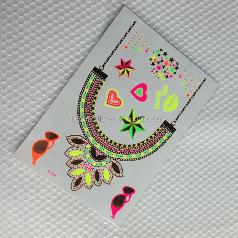 Environmental ink temporary tattoos china tatoo fluorescence body Tattoo Sticker