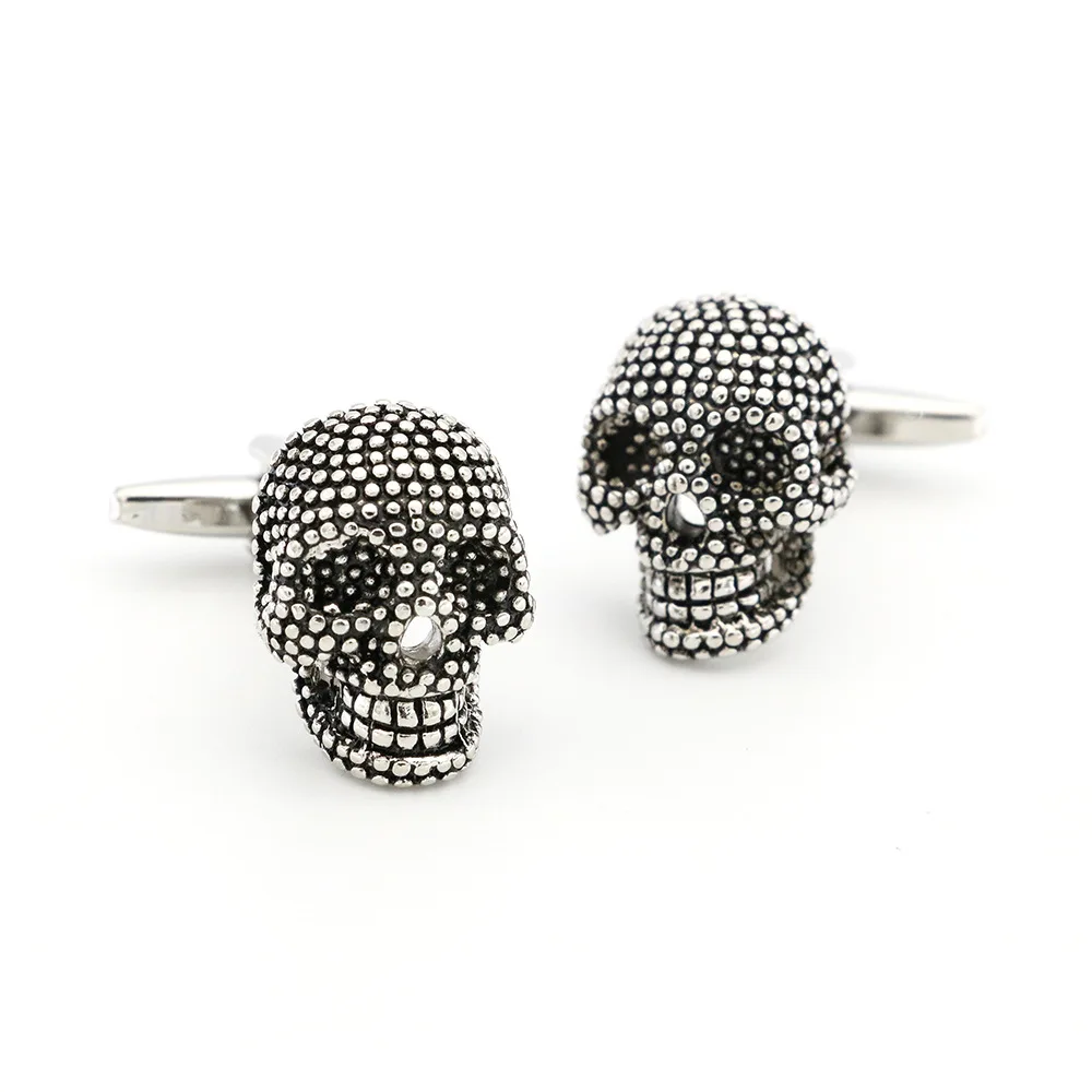 fashion high quality stainless steel engraved blanks big gemstone crystal skull cufflink