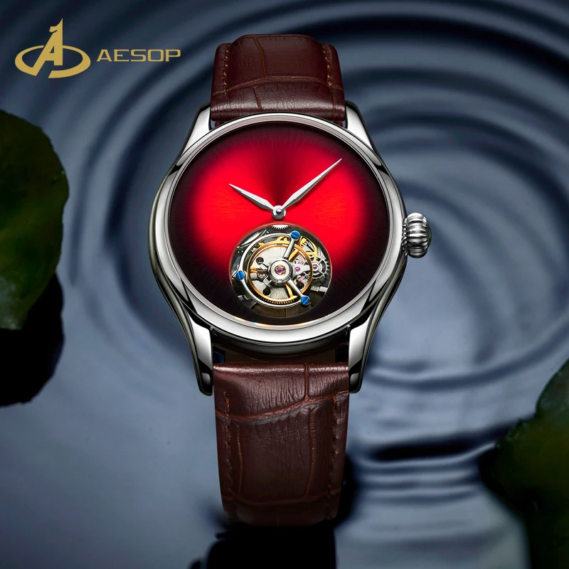Aesop hot selling tourbillon mechanical watch stainless steel bezel waterproof unisex tourbillon mechanical watch