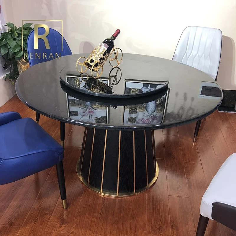 Новейший современный дизайн элегантный роскошный обеденный стол кухня круглый вращающийся из Королевского мрамора