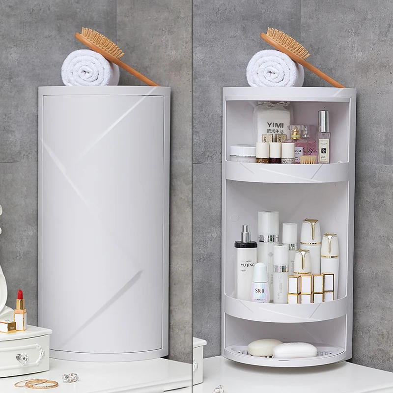 
Nice looking modern bathroom wall shelving Dust-proof rotating corner shelf 