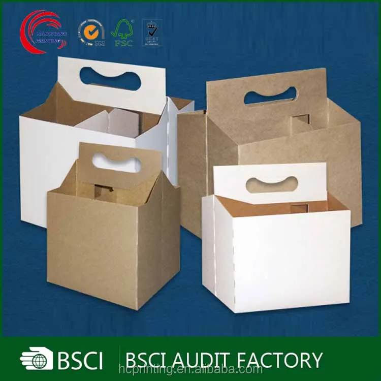 White cardboard 6 pack bottle beer carriers accept customization