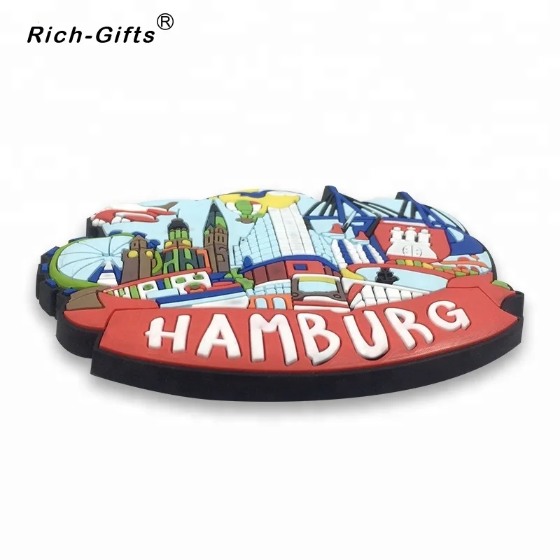 
Hamburg Tourist Souvenir PVC Fridge Magnets For Germany 