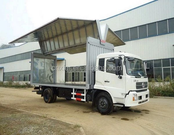 Side panel open truck body, electric open wing box