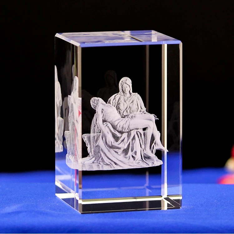 High Quality K9 Crystal Items 3d Laser Crystal Cube Religious Craft