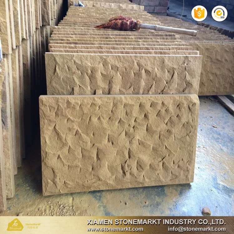 
 Золотая желтая песчаная Декоративная наружная настенная плитка StoneMarkt с ананасовой поверхностью  