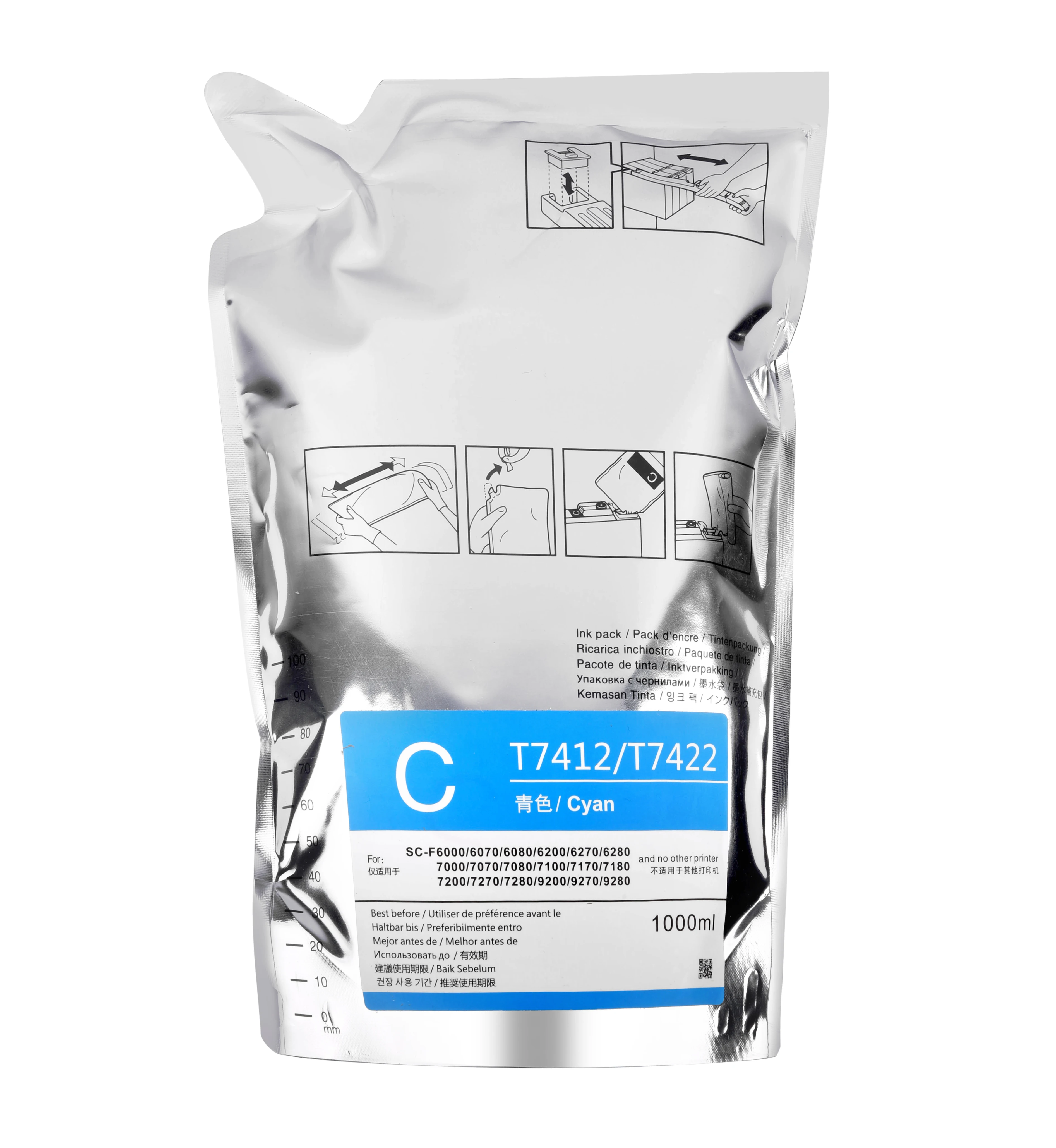 High Quality Compatible Refill Sublimation ink C-M-Y-K-LC-LM for Epson/ Mimaki/ Mutoh printer