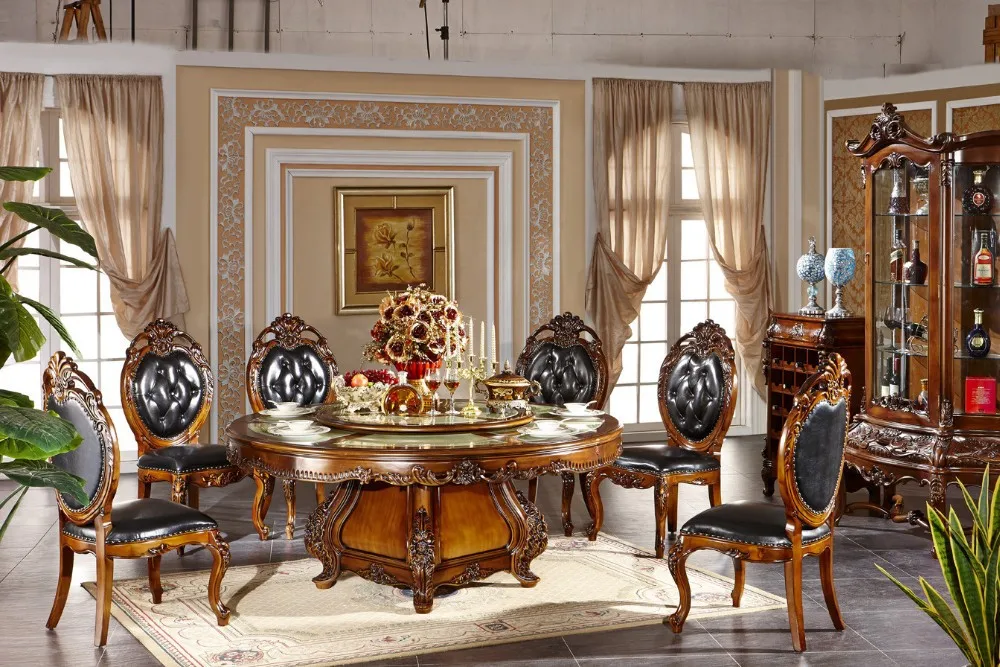 BISINI Round Dining Table with Eletric Rotating Centre