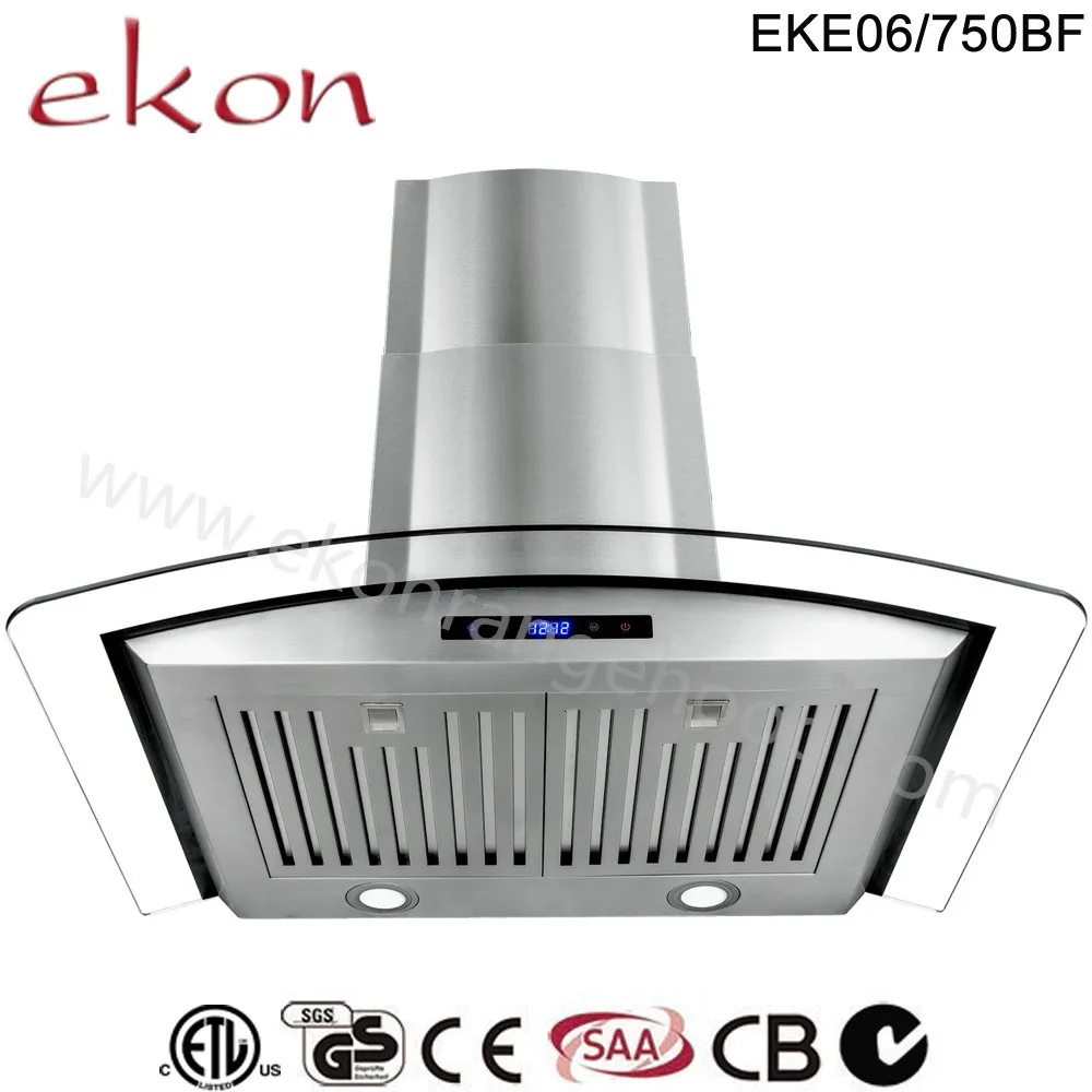 
hot sale 900mm round tempered glass energy saving commercial inox wall mounted kitchen range hoods grease extractor 