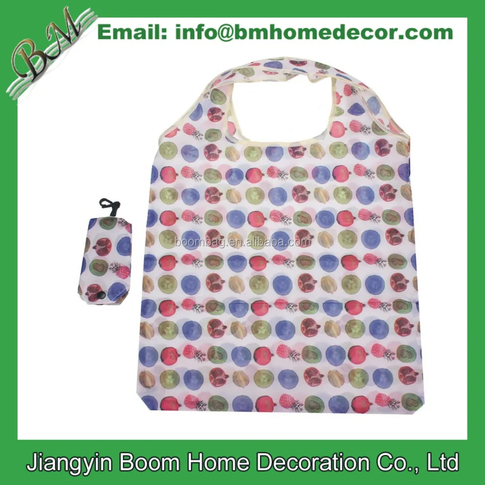 Customized Full Color Logo Sublimation Printing Compact Shopping Bag Reusable Polyester Folding Shopping Tote Bag
