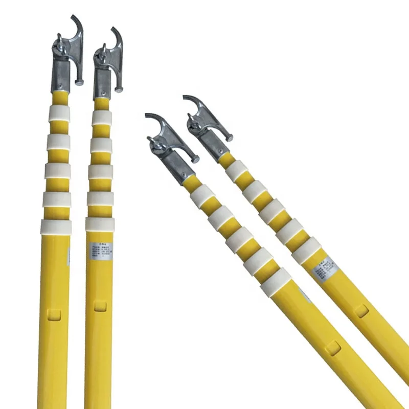 12m 36kv Triangle Hot Stick Telescopic for Cutout Fuse Surge Arrester Hv Telescopic Insulation Operating Rod