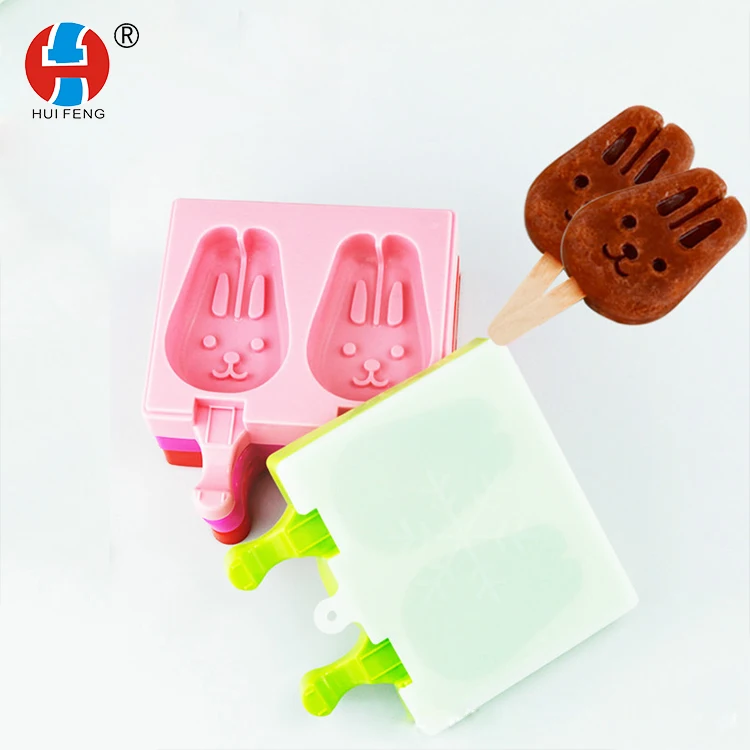 
Wholesale OEM Manufacturer Rabbit Ice Cream Cartoon Silicone Popsicle Mould Children Creative Ice Lattice 