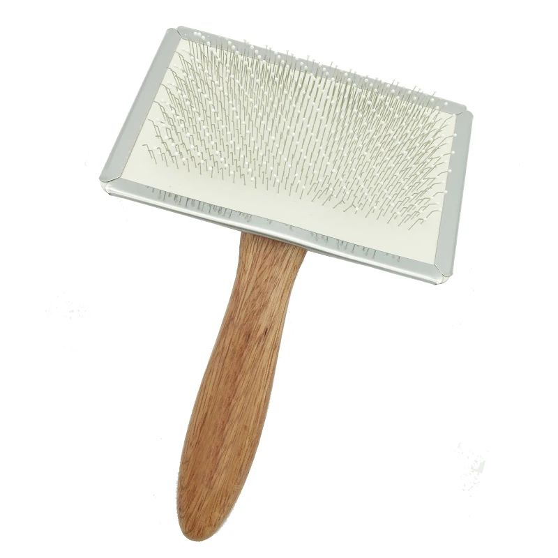 Wooden Handle Pet Grooming Brush with 3 Sizes Combs Stainless Steel and Rubber Products for Dog and Cat Beauty