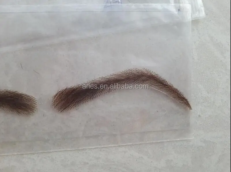 man style 1 pair false eyebrows fake eyebrow sticker 100% human hair hand made nautre looking black eyelash extension