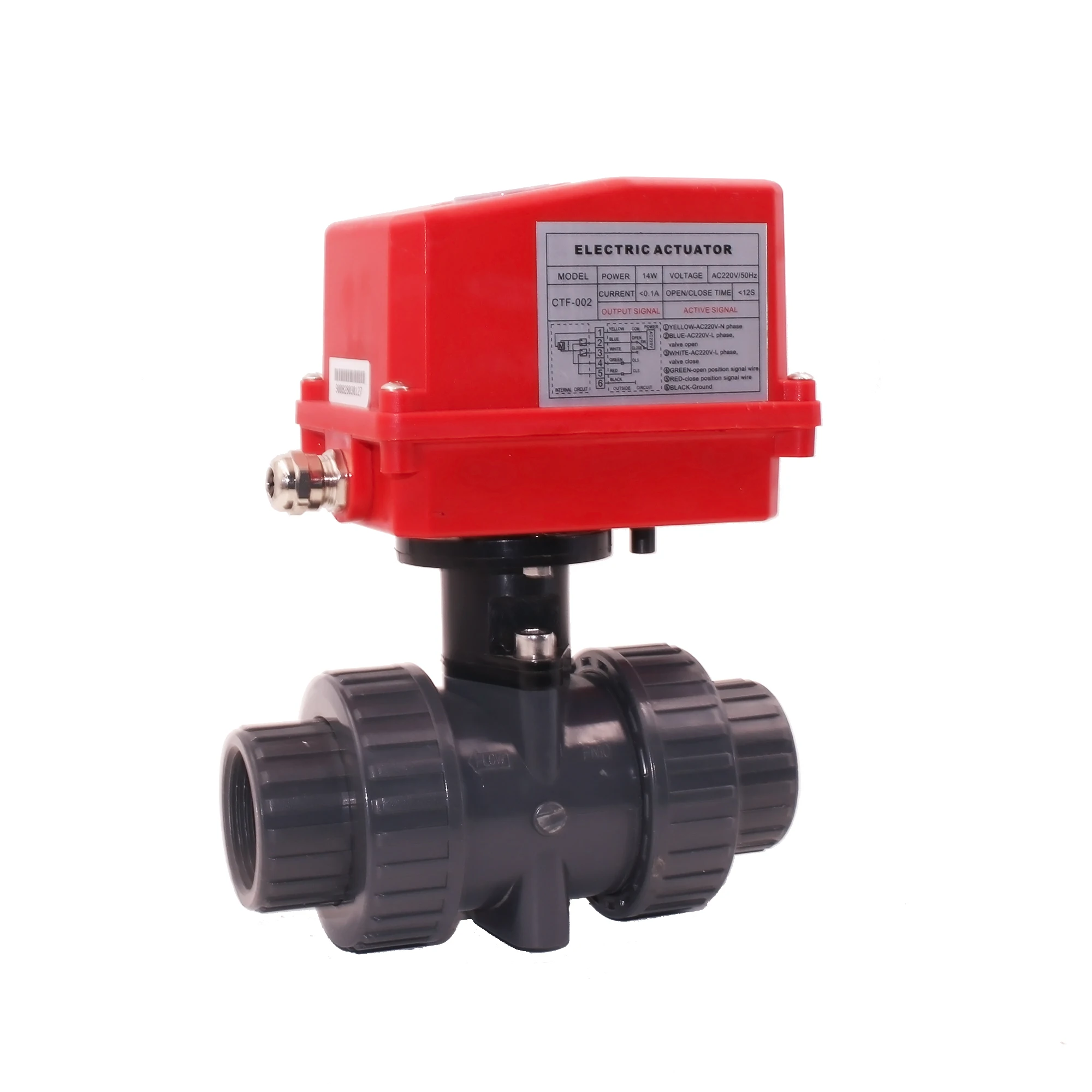 pvc motorized valve motorized flow control valve AC220v pvc 50mm motorized ball valve