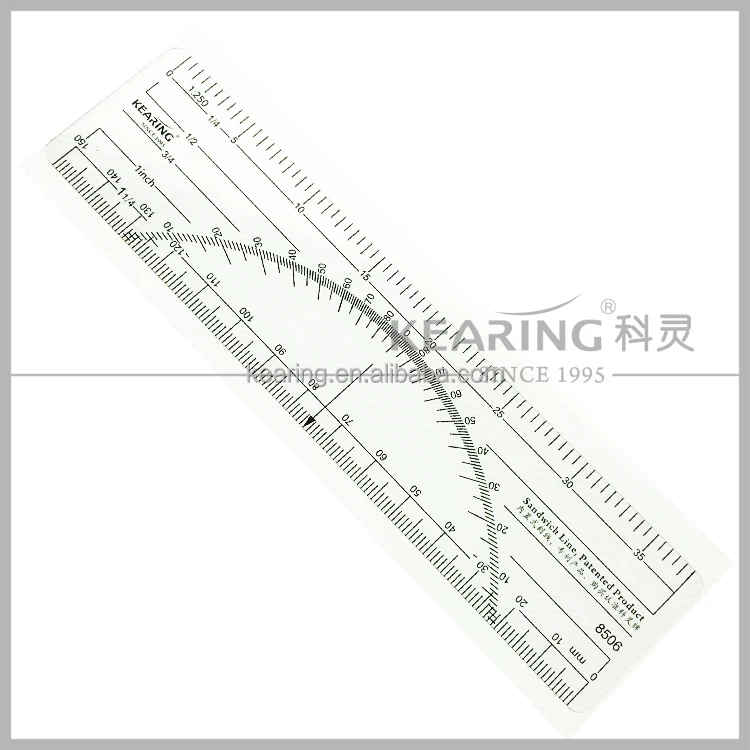 Гибкие прямые пластиковые инженерные весы с транспортиром в сэндвич-линии печати без окраски 1:250/150 мм #8506