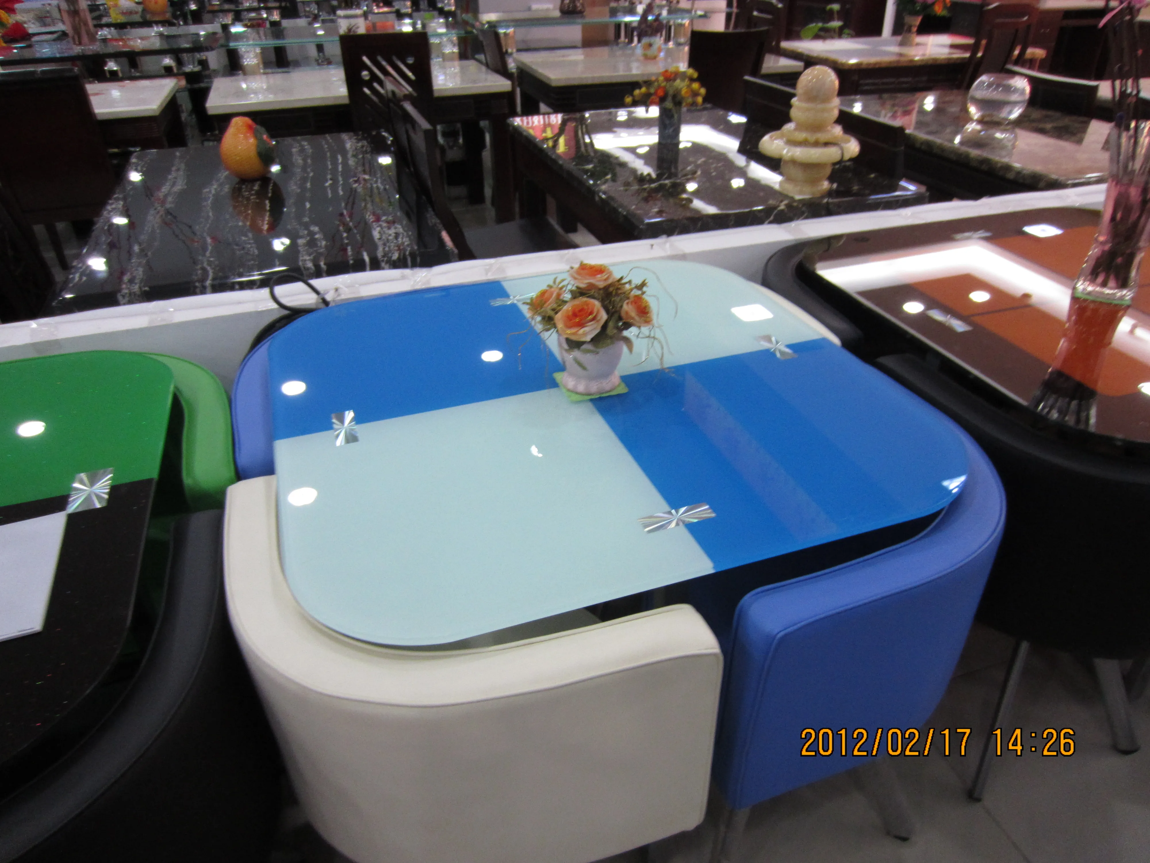 black and white tempered glass dinning table T9092A / glass dinner table /round dining table