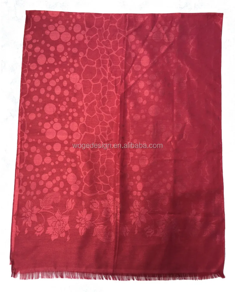 Fashion fall woman bordeaux shiny gold dot stone flower pashmina imitation silk shawl