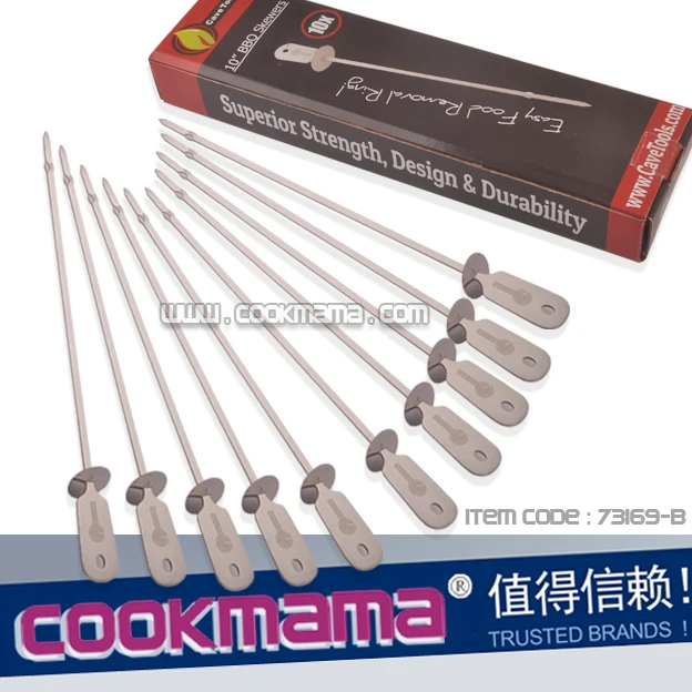 barbecue skewer shish kabob set,stainless steel barbecue kabob skewers and rack,-shish kebab grill rack with skewers -Cave tools