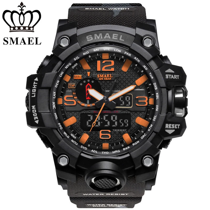 
SMAEL Men Dual Time Camouflage Military Digital Sport Watch 