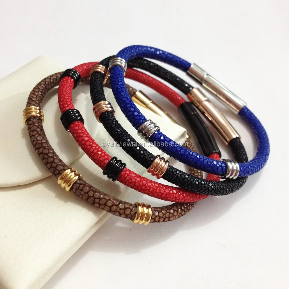 2017 New Genuine Stingray leather bracelet men 100% handmade leather bracelet