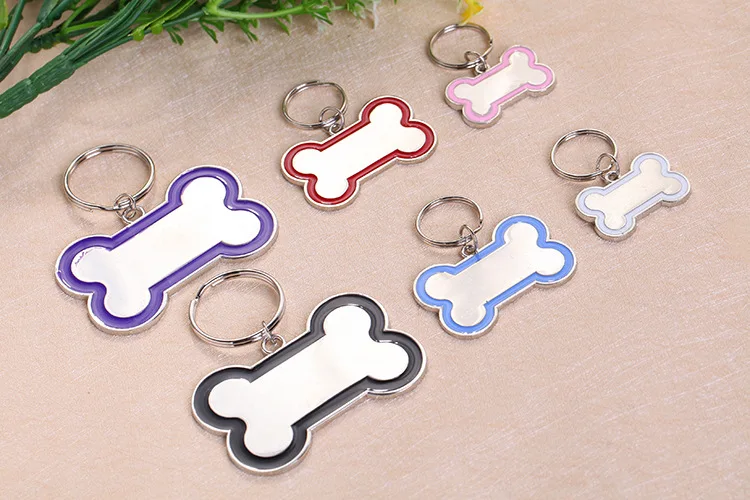 stainless steel custom metal blank chain name id silicon bone shape dog tag