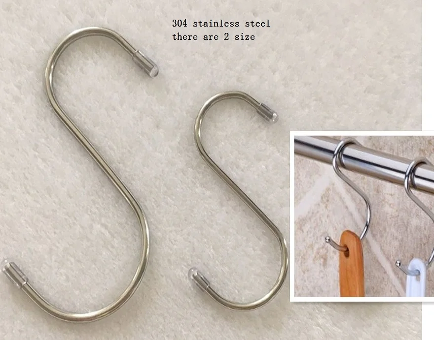 Wholesale Price 304 Metal Stainless steel metal S hooks AND hanging s shaped hook for household