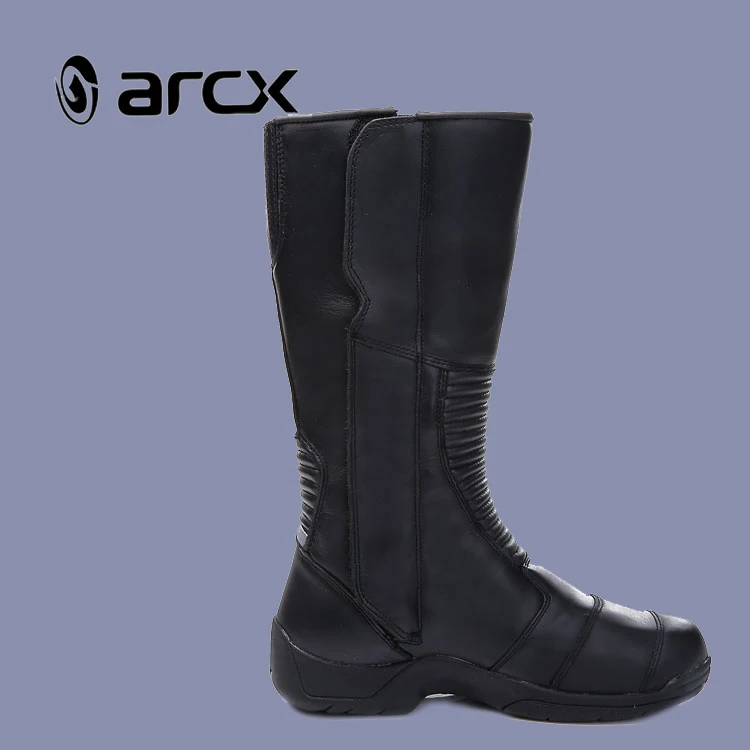 ARCX Men Motorcycle Police Patrol Riding Tall Boots Motorcycle Police Leather Riding Boots Black for Men