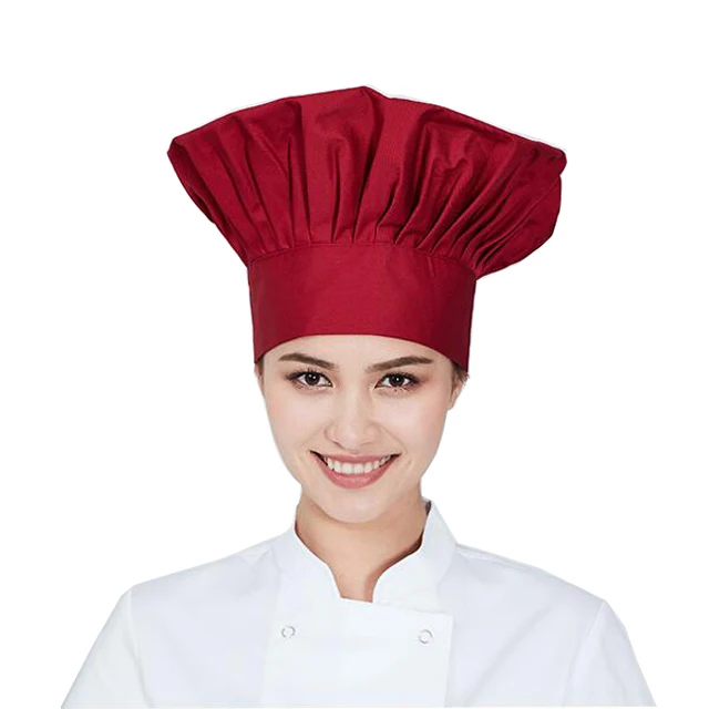 adult size 100% cotton red radish black white adjustable chef hat