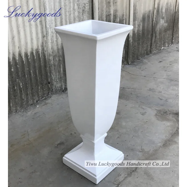 Хит продаж напольная Белая Колонна элегантные стекловолокно большие напольные вазы под старину вазы BLG210728-1