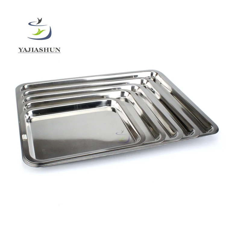 Japanese Style Silver Stainless Steel Food Service Plate Mirror Tray And Platters