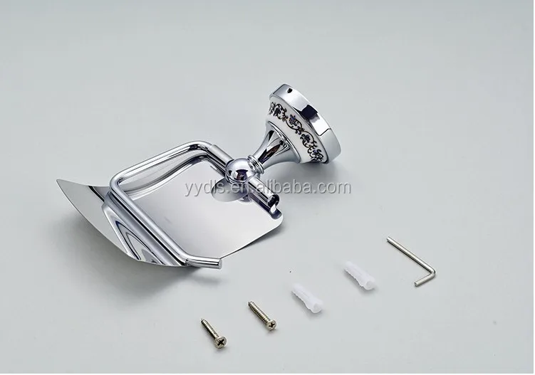 
1600-5 White Ceramic Toilet Roll Holder Stainless Steel Paper Tissue Holder 