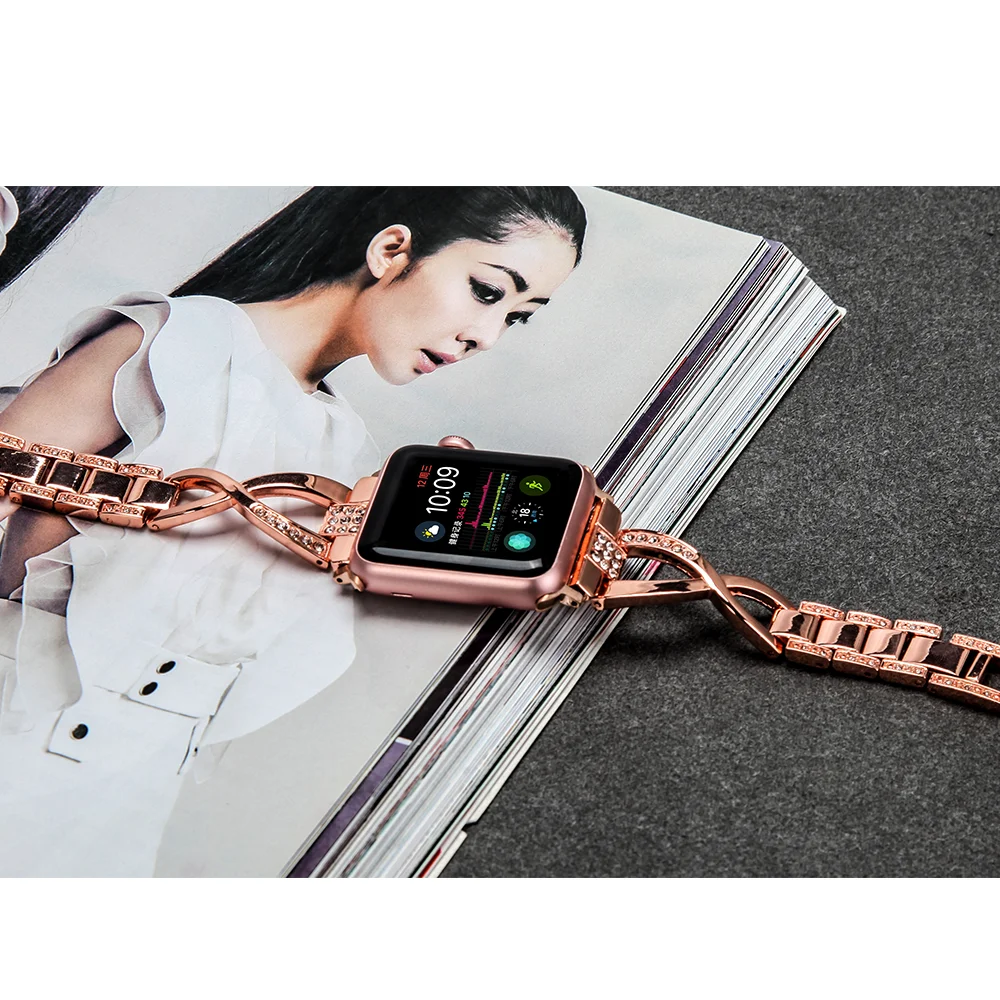 
Hot Selling Stainless Steel and Bling Diamond For Apple Watch Band, Link Bracelet For Apple Watch Band 