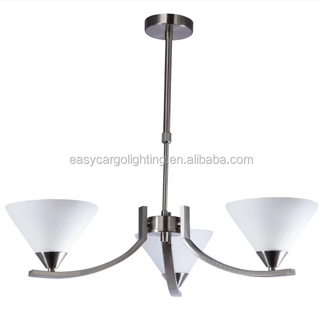 Brushed Nickel metal and Opal glass Color and Incandescent Light Source modern Chandelier (G-226/5P & 3P)