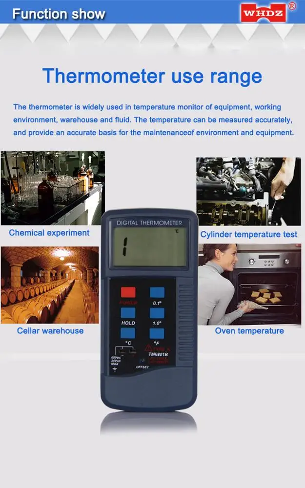Digital Thermometer with K-TYPE Easy to Carry Portable Thermometer TM6801B