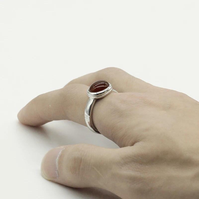 Custom 925 Sterling Silver Red Agate Stone Ring, Natural  Gemstone Stone Rings For Men Women Wedding Engagement Jewelry
