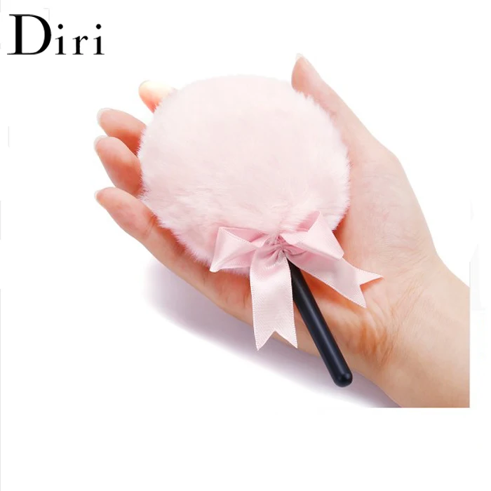 Beauty Cosmetic Plastic Handle Fluffy Cute Bowknot Plush Powder Puff