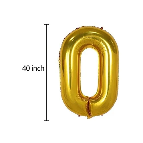 
TF 40 Inch Big Foil Balloons Number 0-9 Letter Foil Balloons Party Decoration Helium Happy Birthday Balloon Huge Size Jumbo Gold 