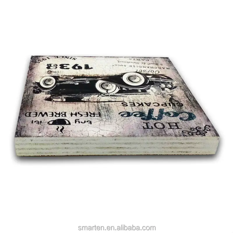 
Customize Shabby Chic Decorative Items Coffee Shop Interior Wholesale Wood Plaque Blank 